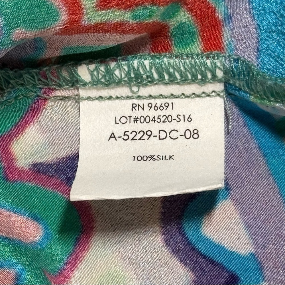 🌻 Analili Paisley Print Silk Tie Waist Boatneck Blouse Top size XS/S Retro Y2K - Picture 7 of 8